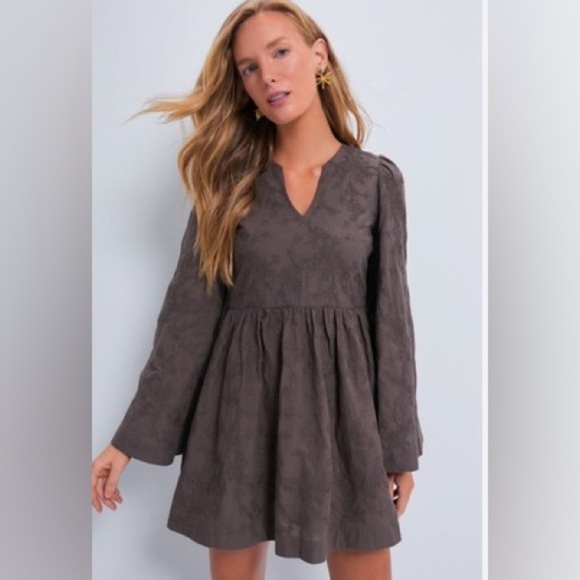 Hyacinth House Textured Becca Mini Dress Brown size medium cottagecore prairie - Picture 9 of 10